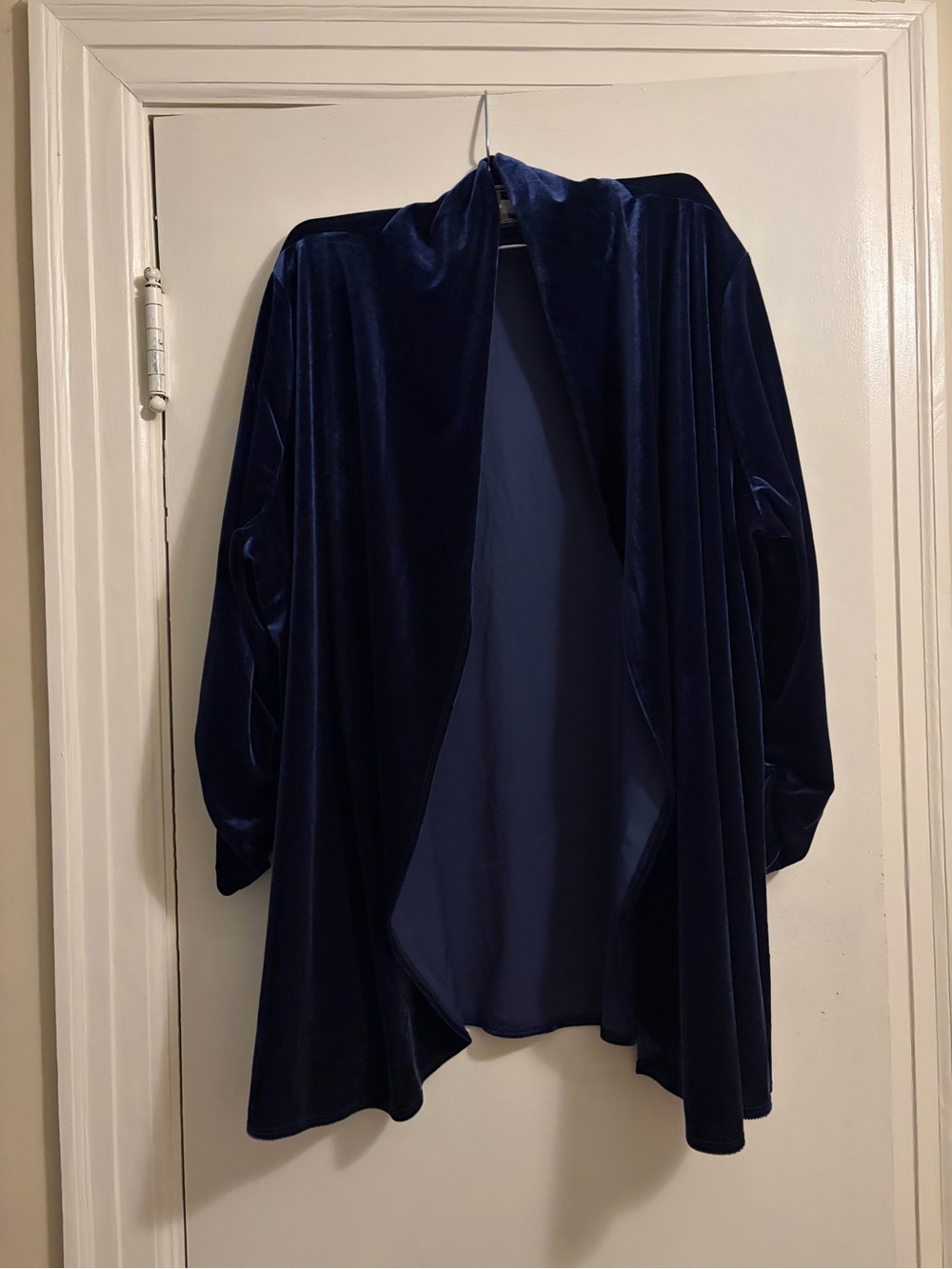 Susan Graver Stretch Velvet Open Front Cardigan Midnight Blue Size 1X